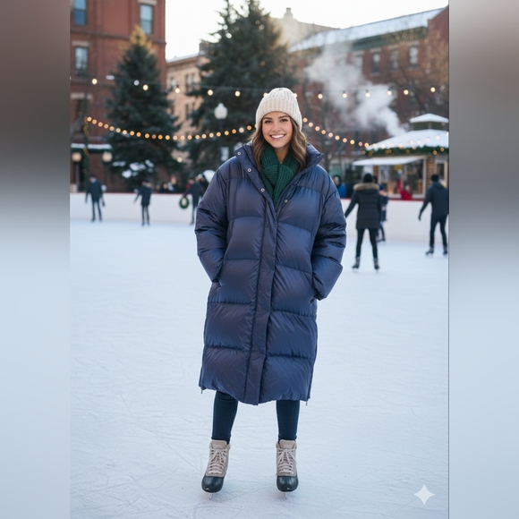 Fabletics Jackets & Blazers - Fabletics Quilted Long Puffer Jacket Blue XL